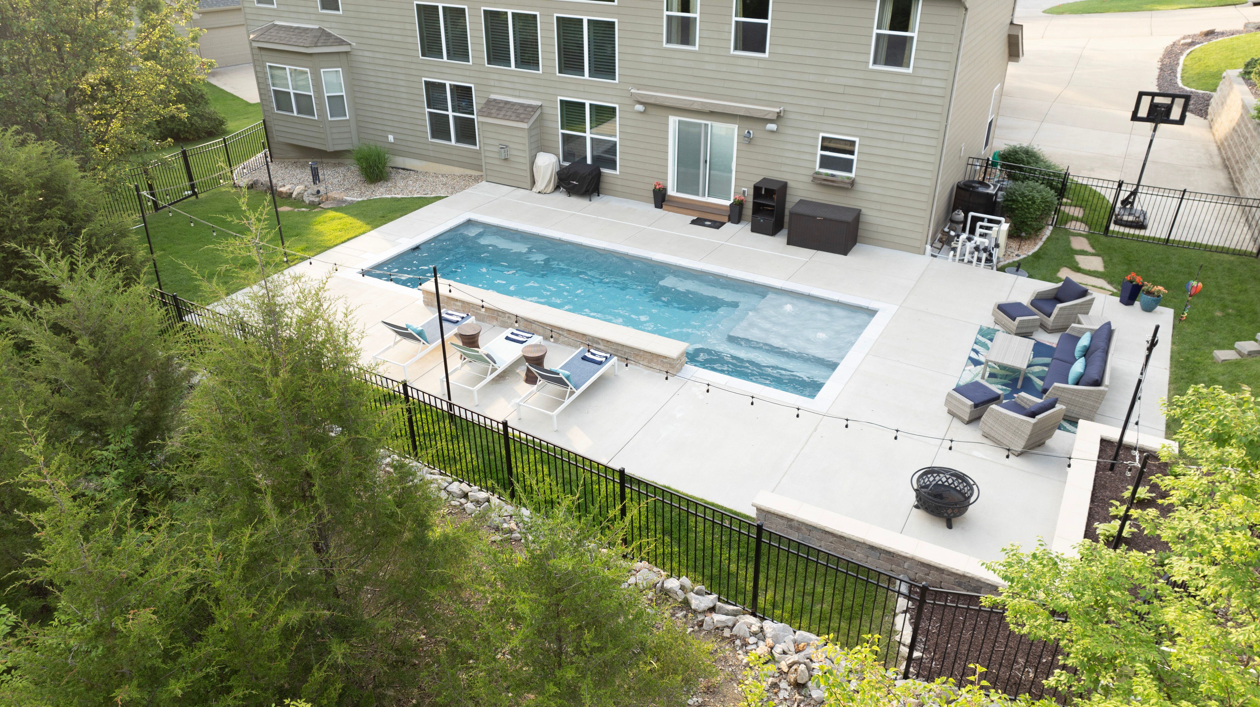 River Pools M35 Fiberglass Inground Pool; Color Diamond Sparkle; Installed by River Pools St. Louis 1